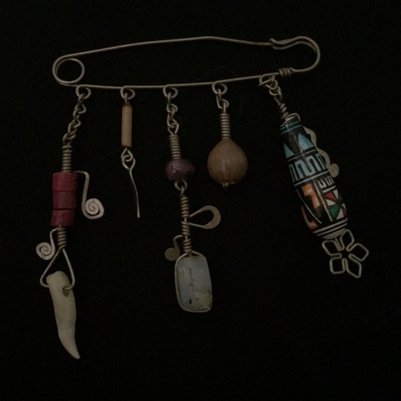 Wearable Art pin “Diaper pin” BoHo/gypsy/festival - Picture 5 of 8